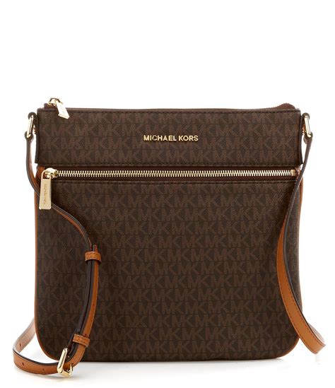 michael kors bedford signature flat crossbody brown|michael michael kors bedford flat crossbody .